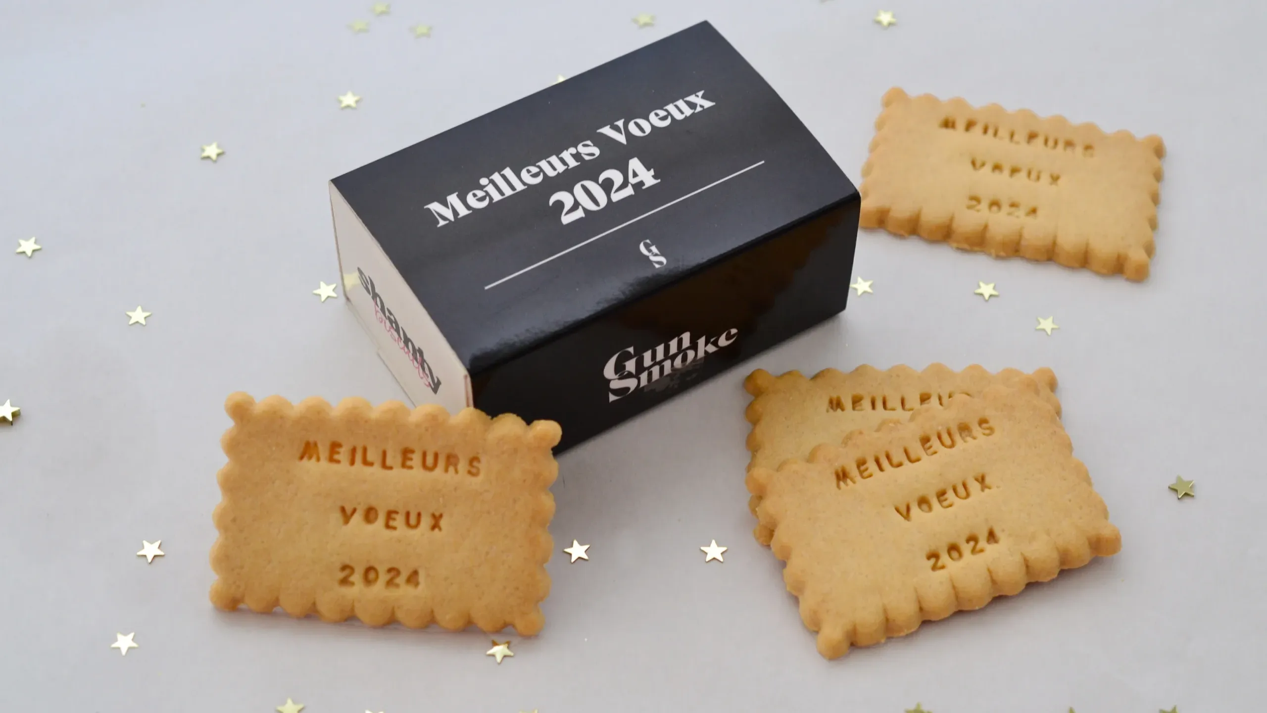 Biscuit décoré « Meilleurs vœux » pour cadeaux d’entreprise