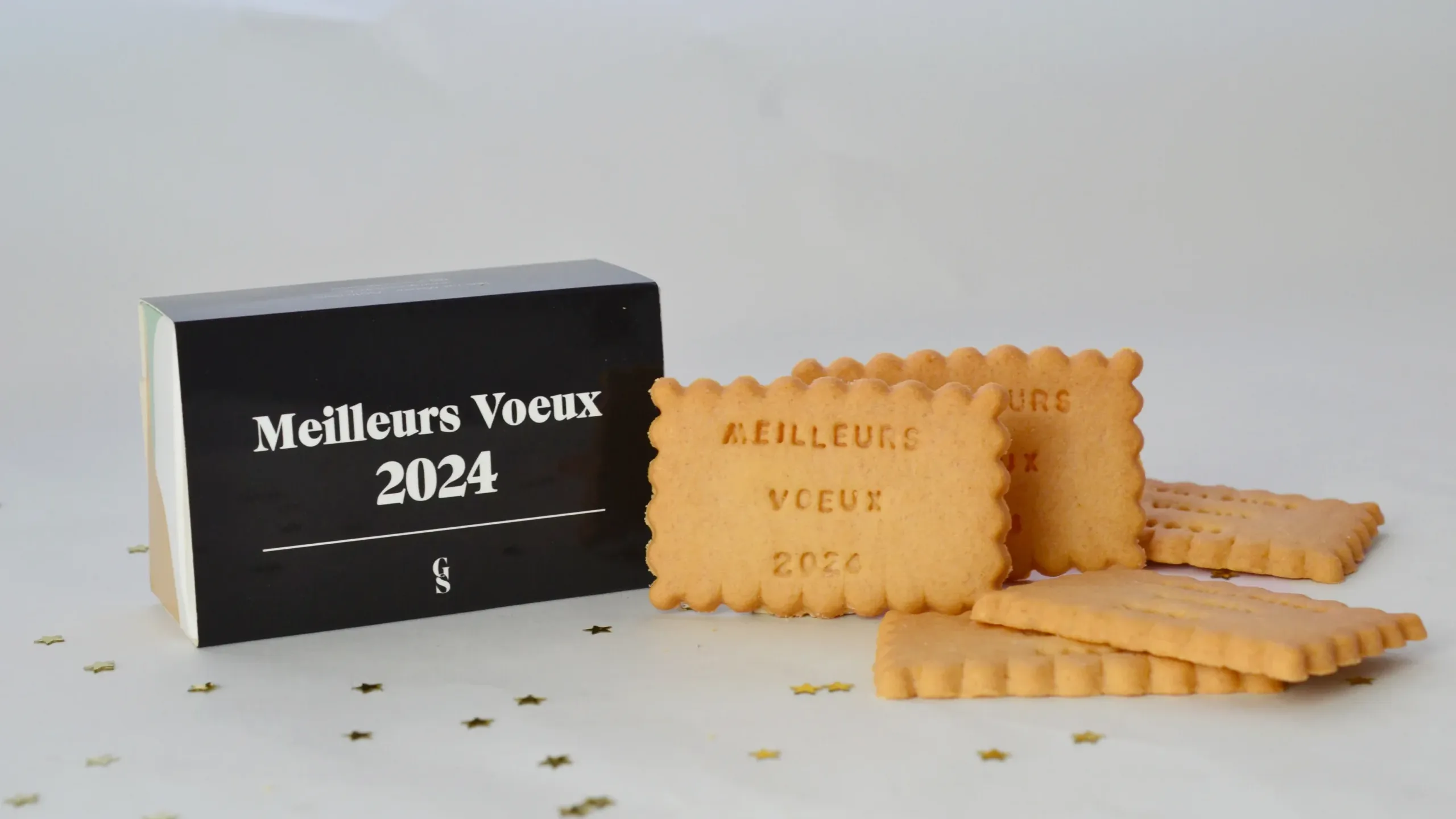 Biscuit avec message « Meilleurs vœux » pour entreprises