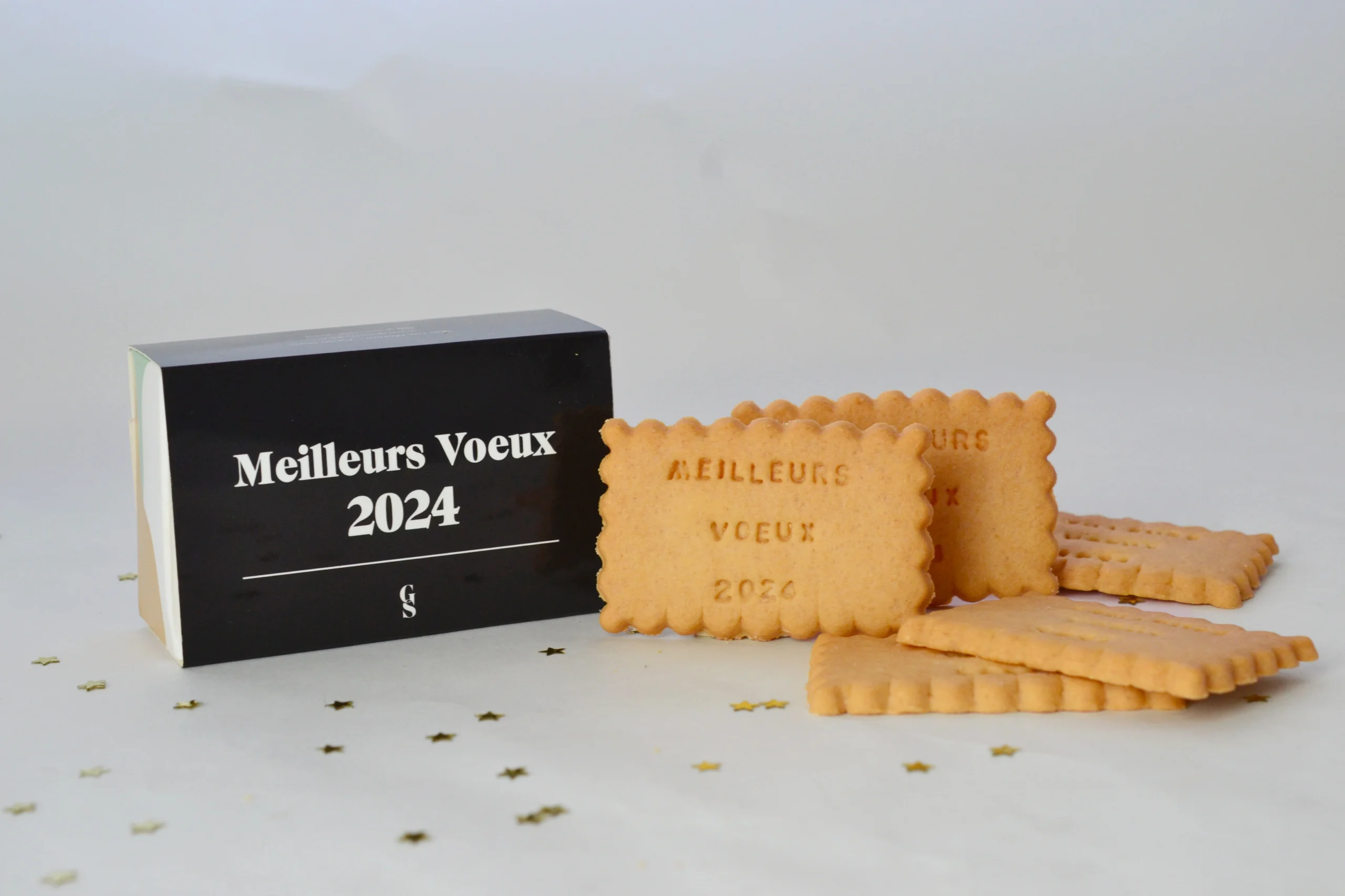 Biscuit avec message « Meilleurs vœux » pour entreprises