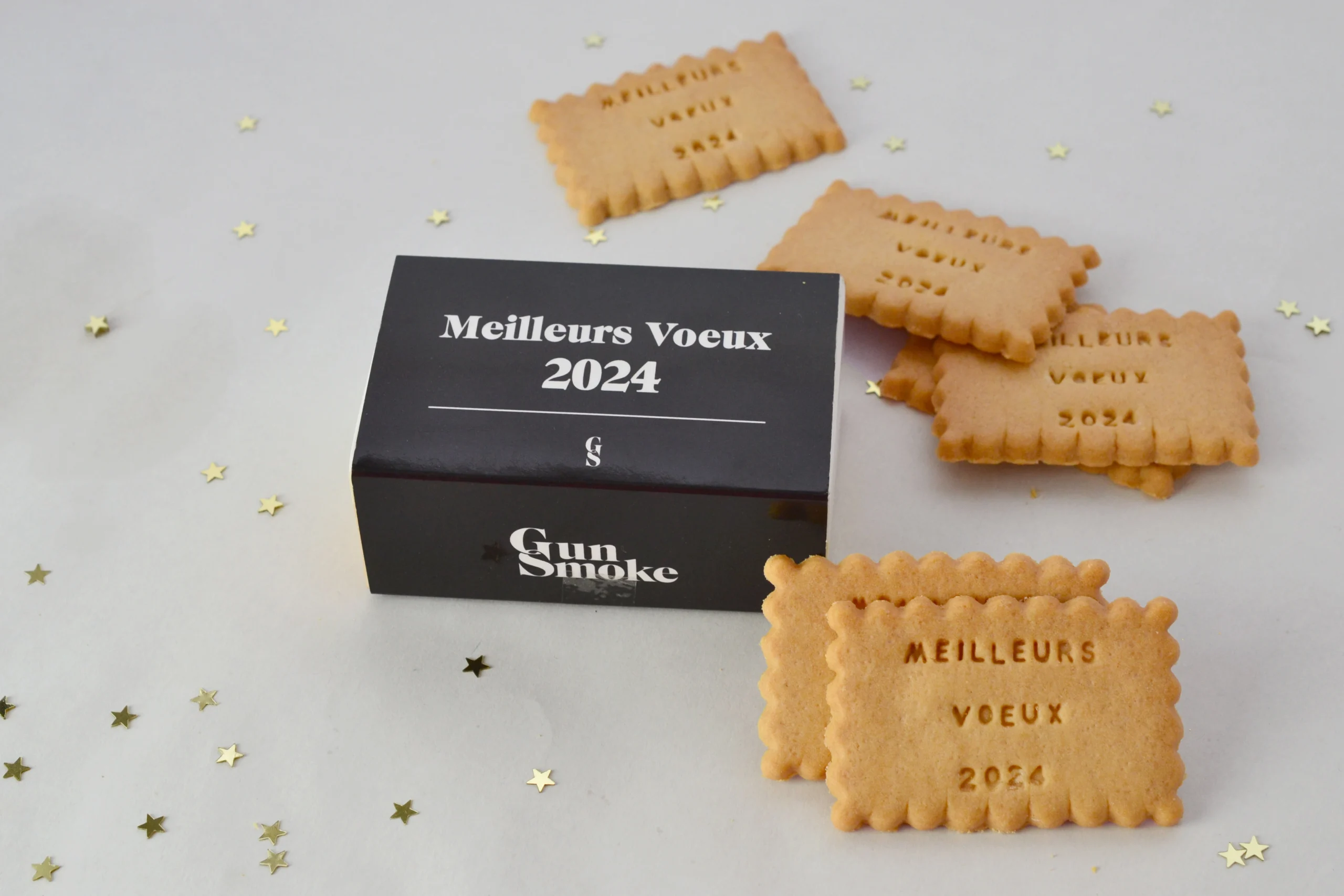 Biscuits personnalisés Meilleurs vœux 2024 pour Gun Smoke