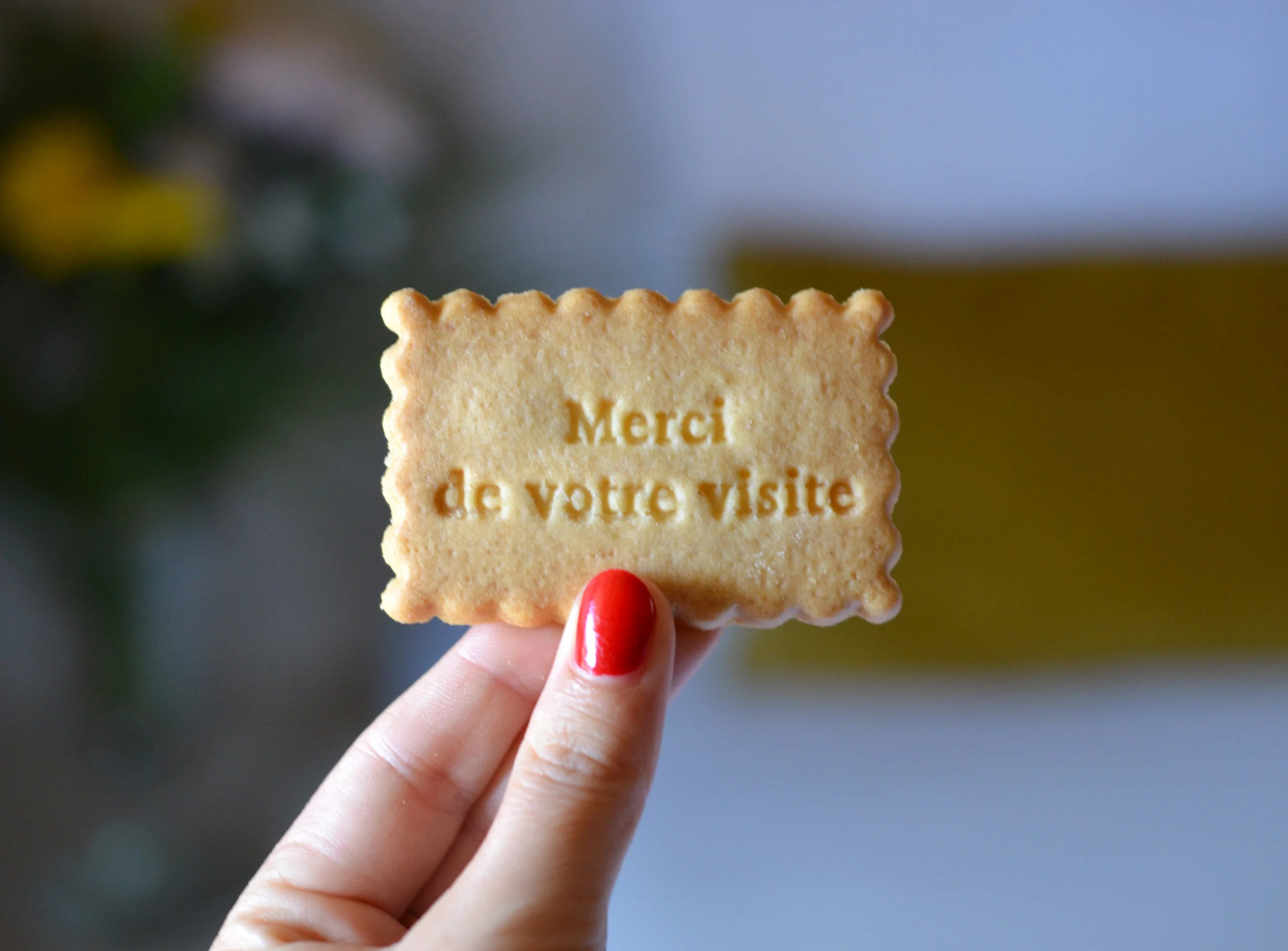 Biscuit personnalisé Merci de votre visite, cadeau remerciement client entreprise