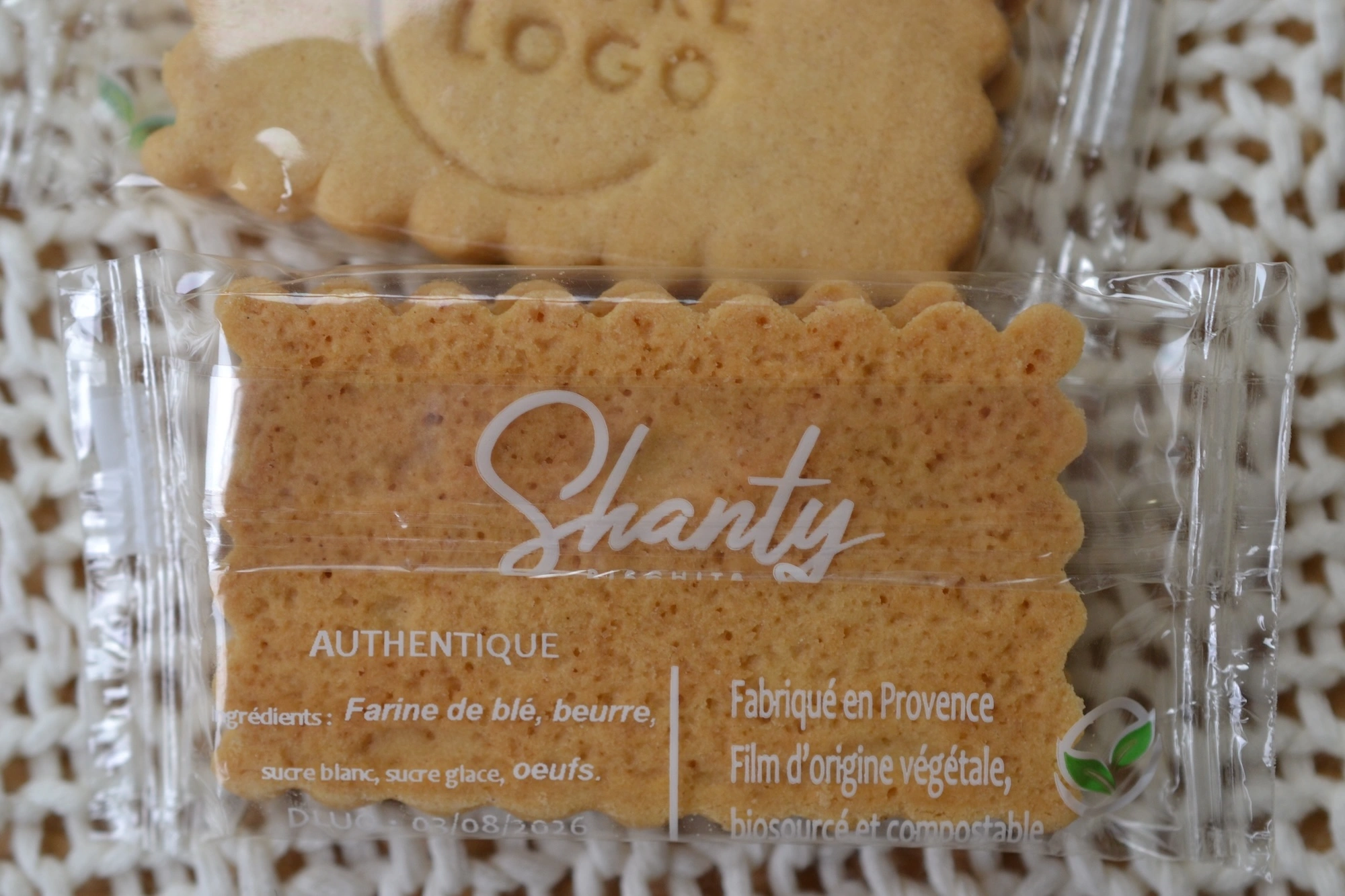 Biscuits personnalisés entreprise sans plastique, emballage film végétal compostable