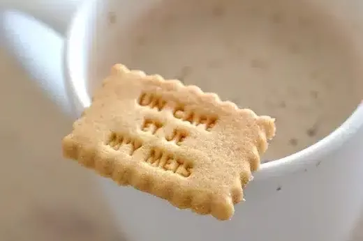 Mini biscuit Shanty Biscuit posé à côté d’une tasse de café pour les pauses gourmandes CHR